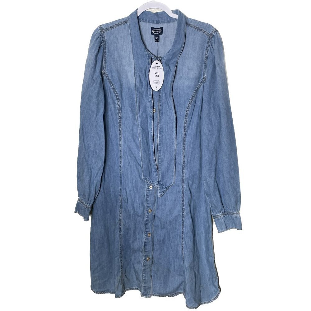 NWT Scoop Blue Jean Button Down Midi Dress Size XXL (20)